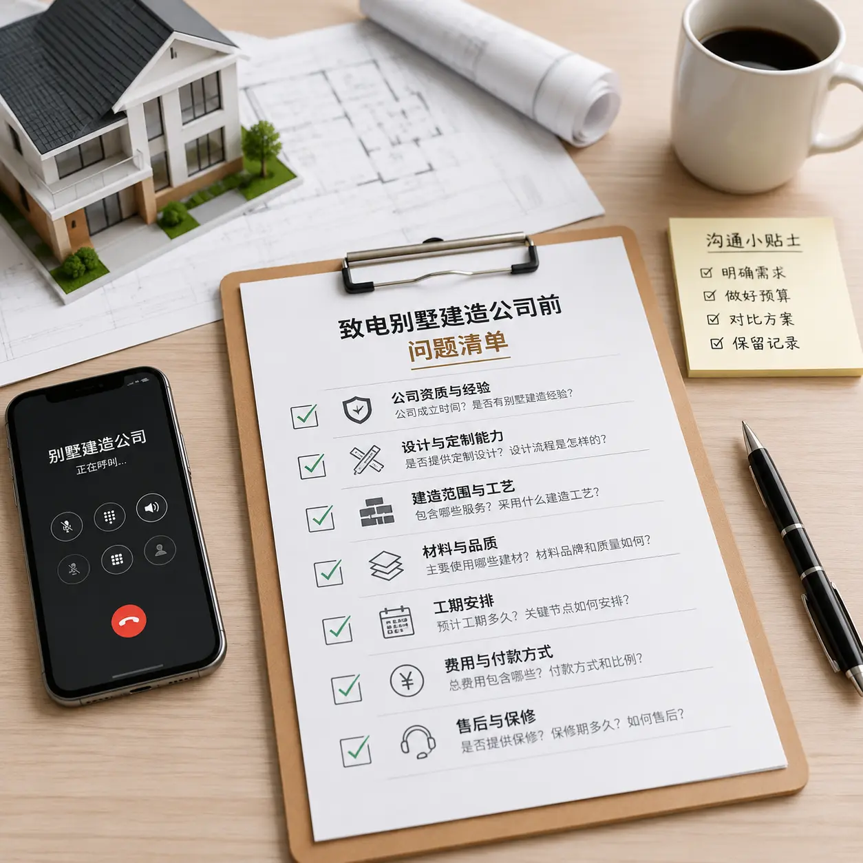 在龙里拨打别墅建造公司电话前的准备工作